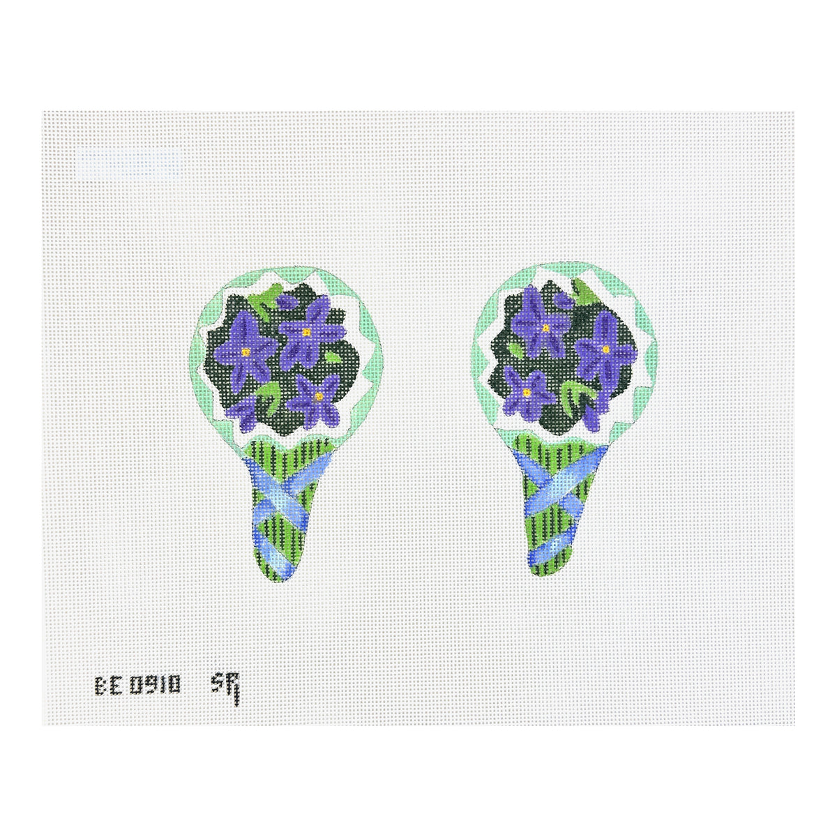 Susan Roberts Needlepoint Barbara Eyre Two Sided Violet Scissors Case Needlepoint Canvas