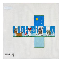 Susan Roberts Needlepoint Birch Tree Neighbor Cube Ornament Needlepoint Canvas