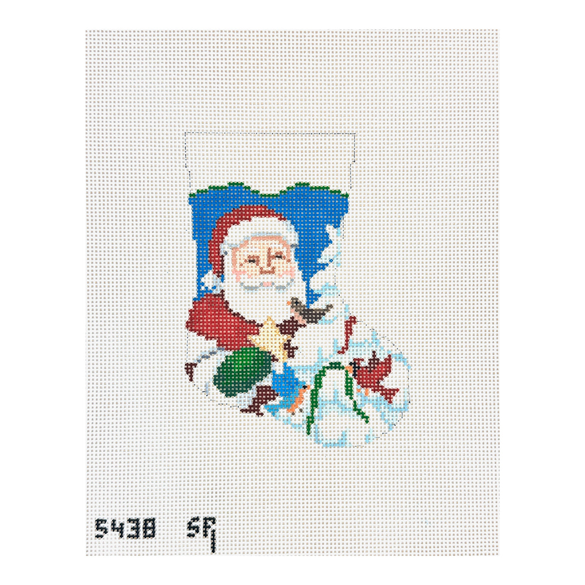 Susan Roberts Needlepoint Bird Tree Santa Mini Stocking Needlepoint Canvas