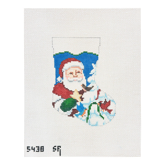 Susan Roberts Needlepoint Bird Tree Santa Mini Stocking Needlepoint Canvas