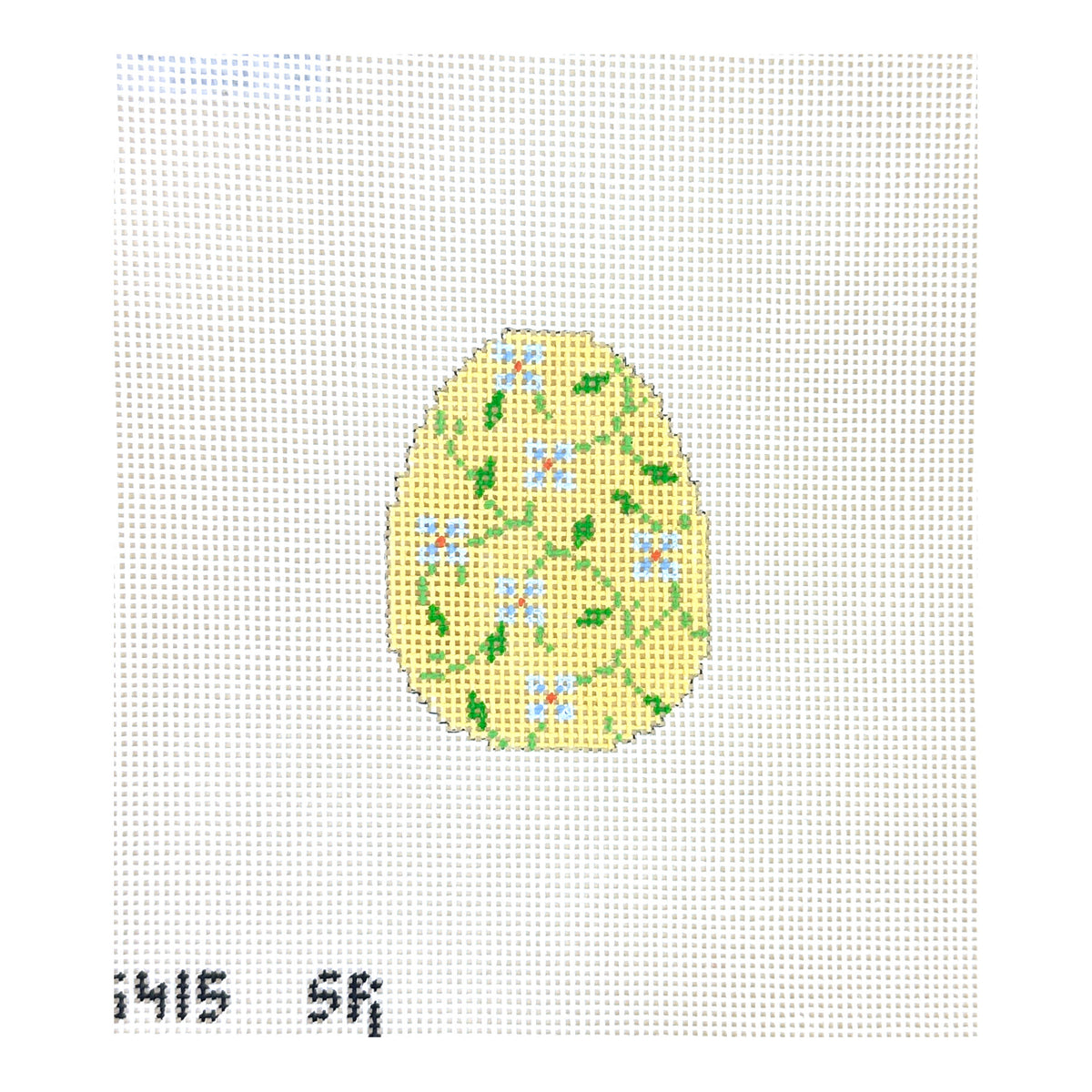 Susan Roberts Needlepoint Blue Floral Vine Egg Needlepoint Canvas