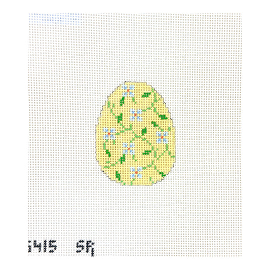 Susan Roberts Needlepoint Blue Floral Vine Egg Needlepoint Canvas