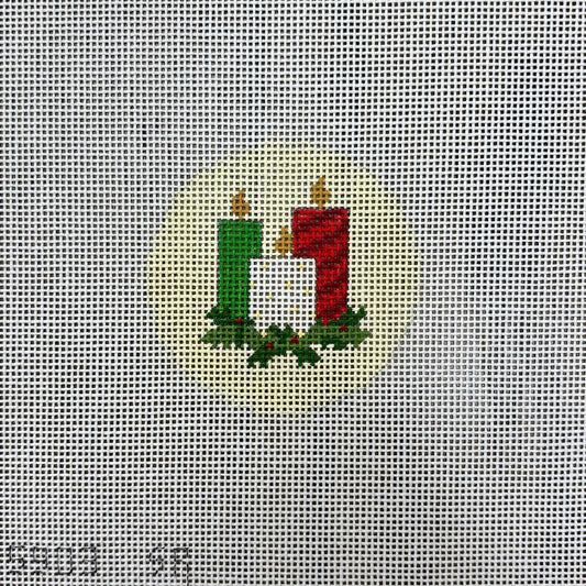 Susan Roberts Needlepoint Christmas Candles Mini Round Needlepoint Canvas