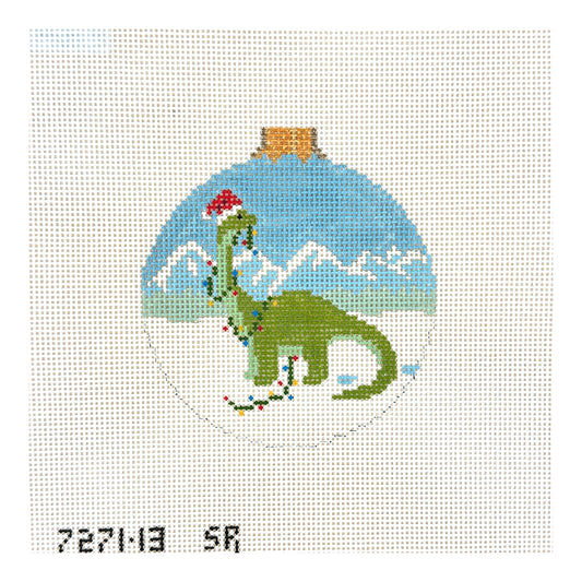 Susan Roberts Needlepoint Dinosaur in Lights Needlepoint Canvas - 13M