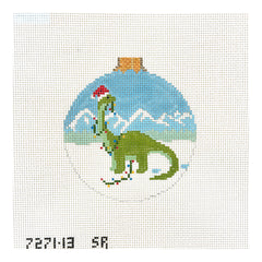 Susan Roberts Needlepoint Dinosaur in Lights Needlepoint Canvas - 13M