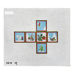 Susan Roberts Needlepoint Forest Animals with Presents Cube Ornament Needlepoint Canvas