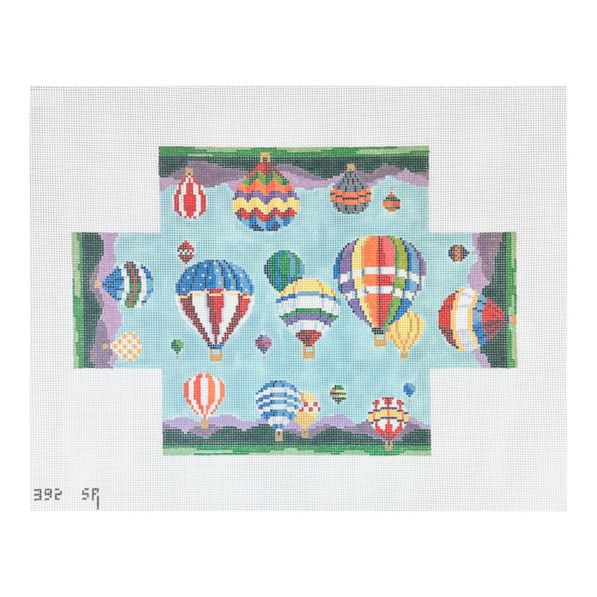 Susan Roberts Needlepoint Hot Air Balloons Brick Needlepoint Canvas