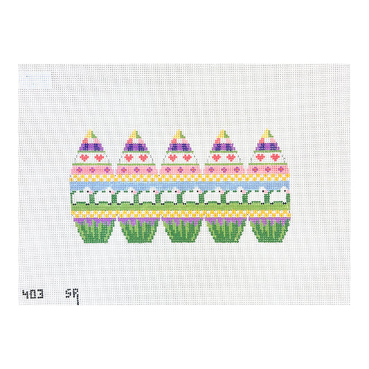Susan Roberts Needlepoint Lamb Row 3D Stand Up Egg Needlepoint Canvas