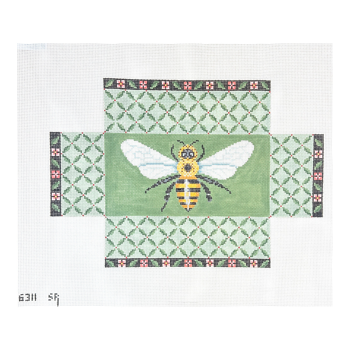 Susan Roberts Needlepoint Leaf Trellis Bee Brick Cover Needlepoint Canvas