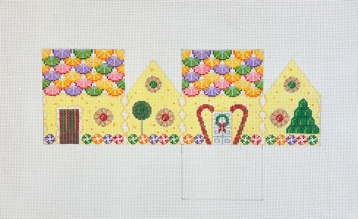 Susan Roberts Needlepoint Lemon Chiffon 3D Gingerbread House Needlepoint Canvas