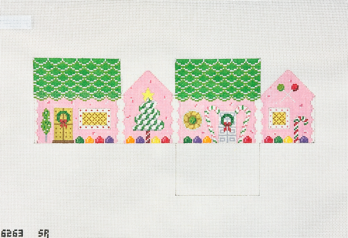 Susan Roberts Needlepoint Lime Slice Roof and Peppermint 3D Gingerbread House Needlepoint Canvas