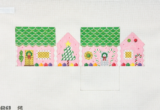Susan Roberts Needlepoint Lime Slice Roof and Peppermint 3D Gingerbread House Needlepoint Canvas