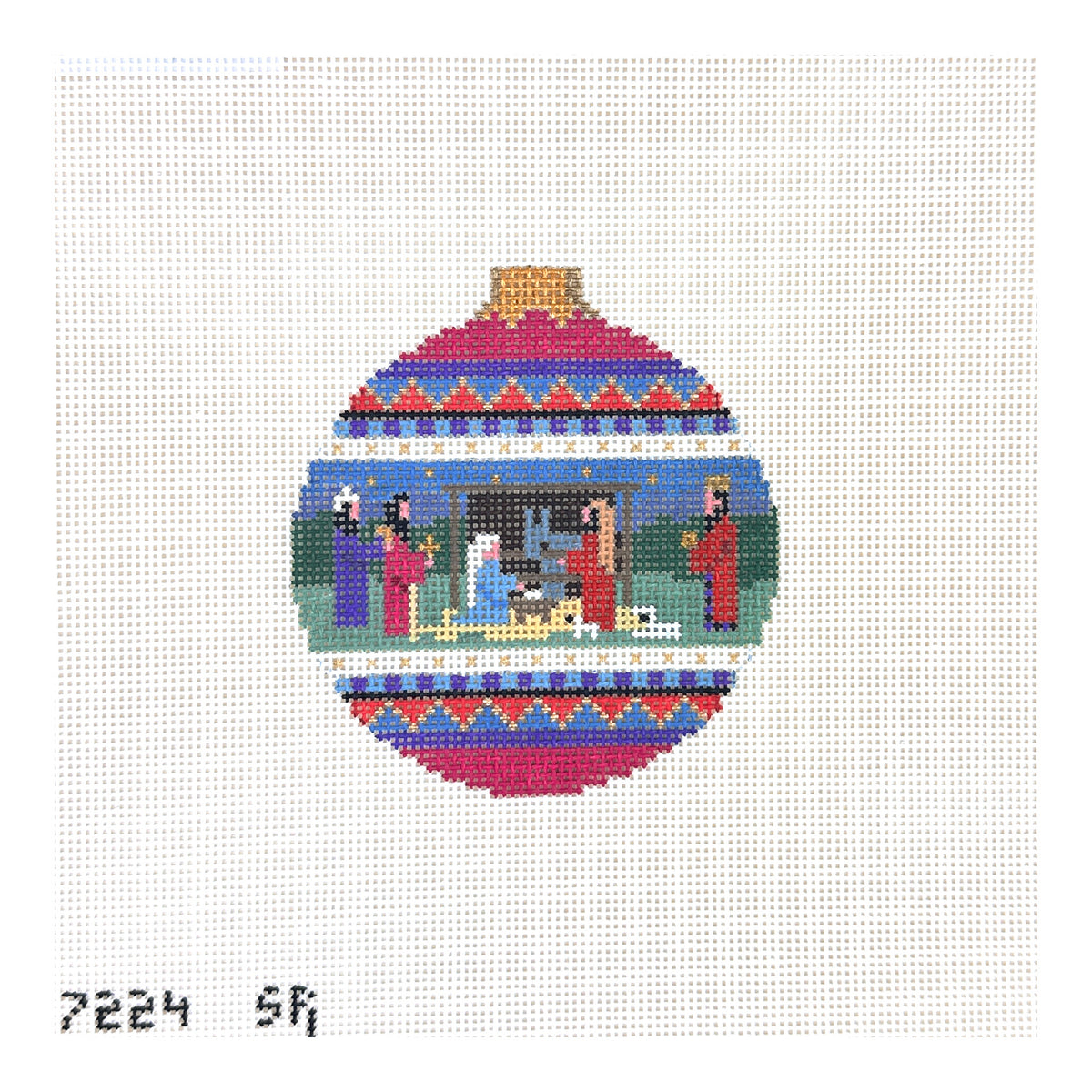 Susan Roberts Needlepoint Nativity Ornament Needlepoint Canvas