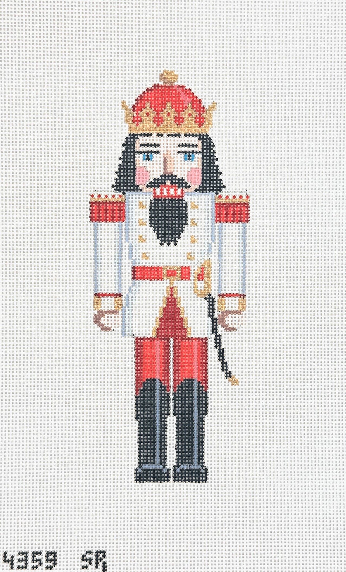 Susan Roberts Needlepoint Nutcracker White and Red King Needlepoint Canvas
