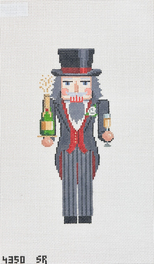 Susan Roberts Needlepoint Nutcracker with Champagne Bottle Needlepoint Canvas