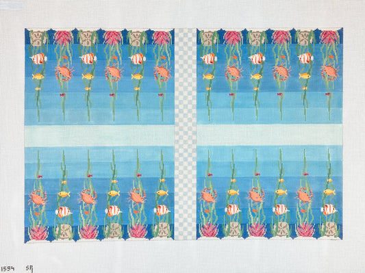 Susan Roberts Needlepoint Ocean Floor Backgammon Board Needlepoint Canvas