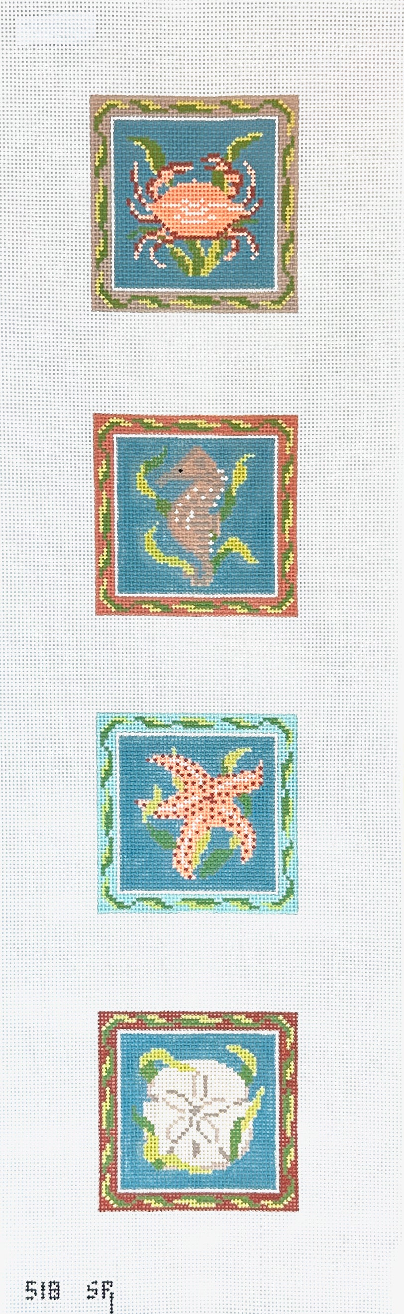 Susan Roberts Needlepoint Ocean Life Coaster Set Needlepoint Canvas