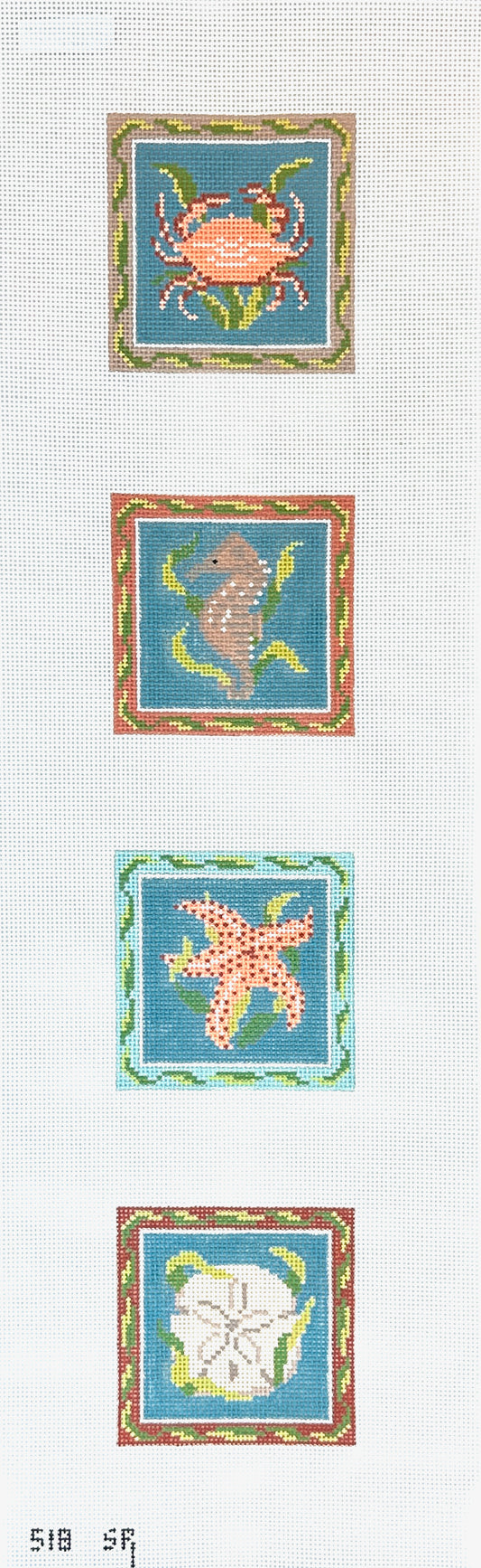 Susan Roberts Needlepoint Ocean Life Coaster Set Needlepoint Canvas