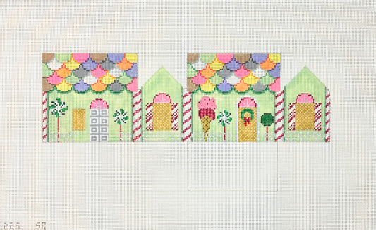 Susan Roberts Needlepoint Pistachio and Neccos 3D Gingerbread House Needlepoint Canvas