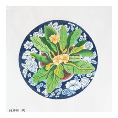 Susan Roberts Needlepoint Barbara Eyre Primrose on Blue Plate Needlepoint Canvas