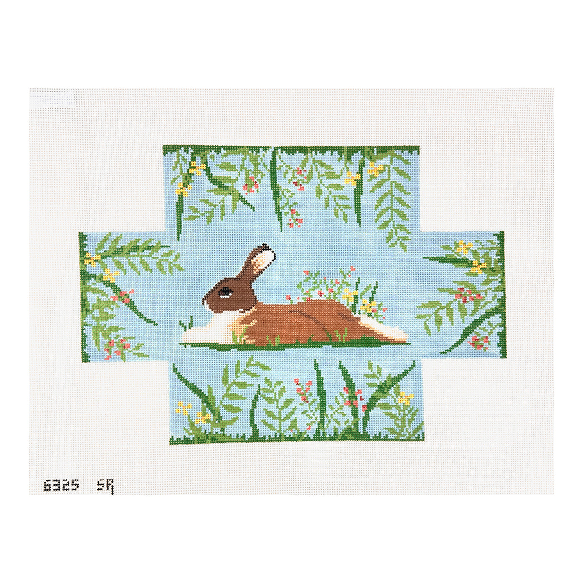 Susan Roberts Needlepoint Rabbit in Flowers Brick Needlepoint Canvas