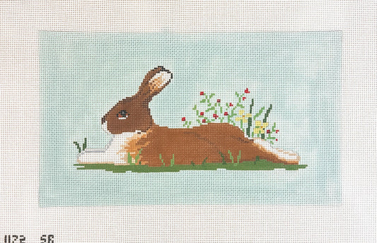 Susan Roberts Needlepoint Rabbit in Flowers Needlepoint Canvas