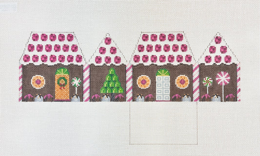 Susan Roberts Needlepoint Raspberry and Chocolate 3D Gingerbread House Needlepoint Canvas