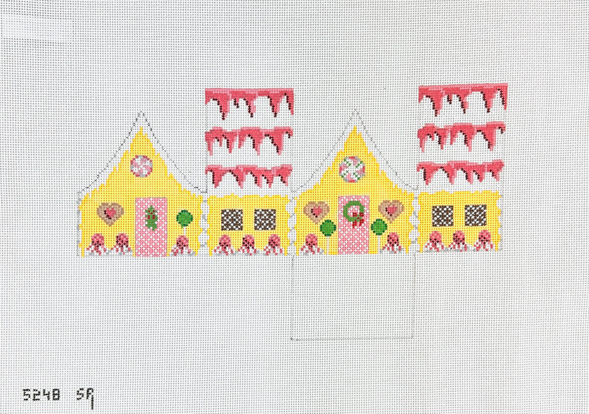 Susan Roberts Needlepoint Raspberry Drizzle Sponge Cake 3D Gingerbread House Needlepoint Canvas