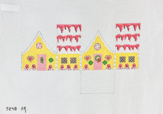 Susan Roberts Needlepoint Raspberry Drizzle Sponge Cake 3D Gingerbread House Needlepoint Canvas