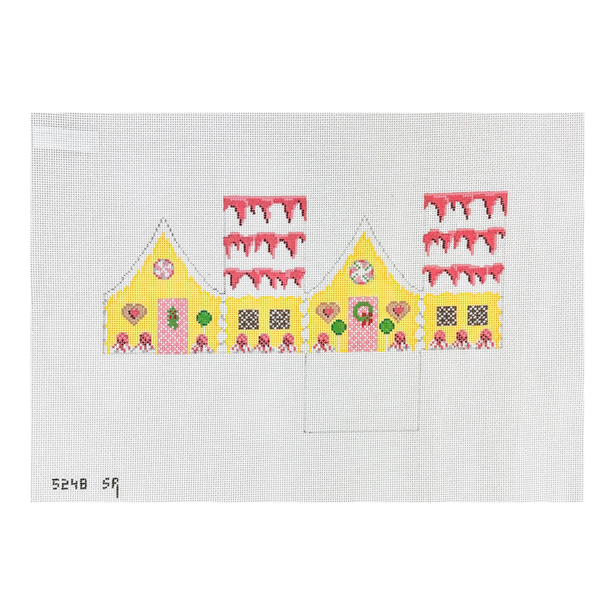 Susan Roberts Needlepoint Raspberry Drizzle Sponge Cake 3D Gingerbread House Needlepoint Canvas