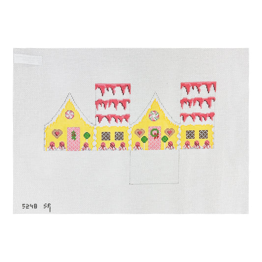 Susan Roberts Needlepoint Raspberry Drizzle Sponge Cake 3D Gingerbread House Needlepoint Canvas