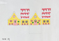 Susan Roberts Needlepoint Raspberry Drizzle Sponge Cake 3D Gingerbread House Needlepoint Canvas
