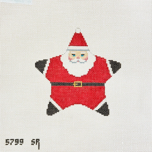 Susan Roberts Needlepoint Red Suit Star Santa Needlepoint Canvas