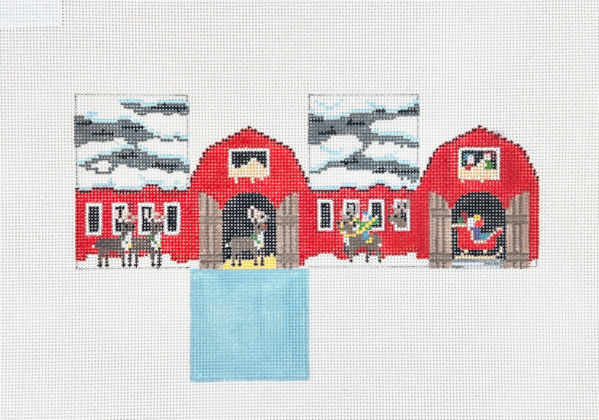 Susan Roberts Needlepoint Reindeer Barn Mini House Needlepoint Canvas - 13M