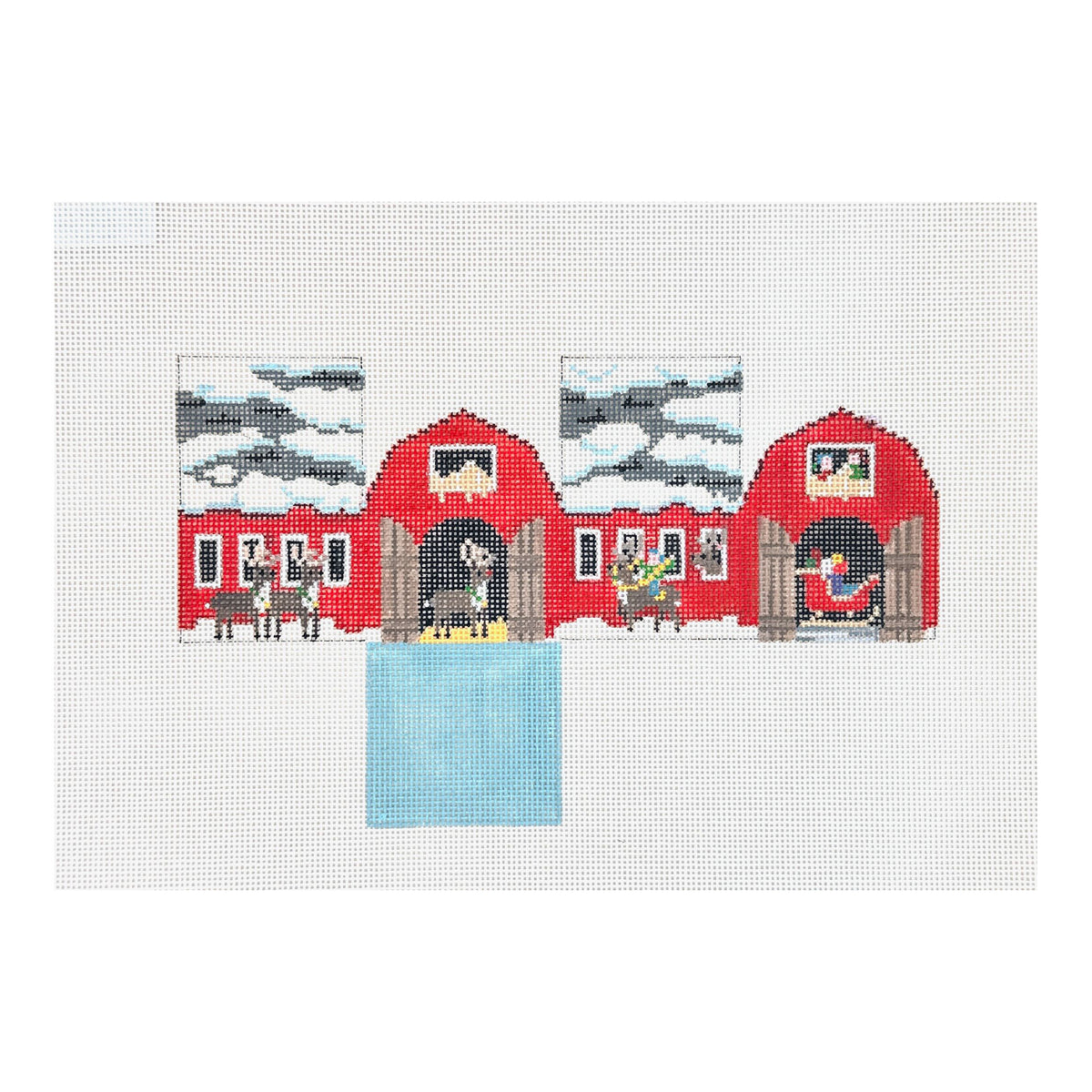 Susan Roberts Needlepoint Reindeer Barn Mini House Needlepoint Canvas - 13M