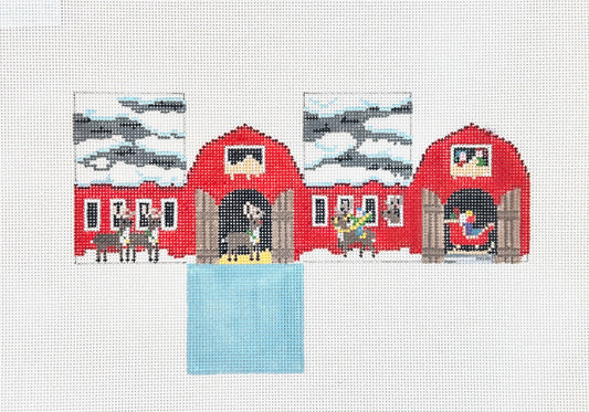 Susan Roberts Needlepoint Reindeer Barn Mini House Needlepoint Canvas - 13M