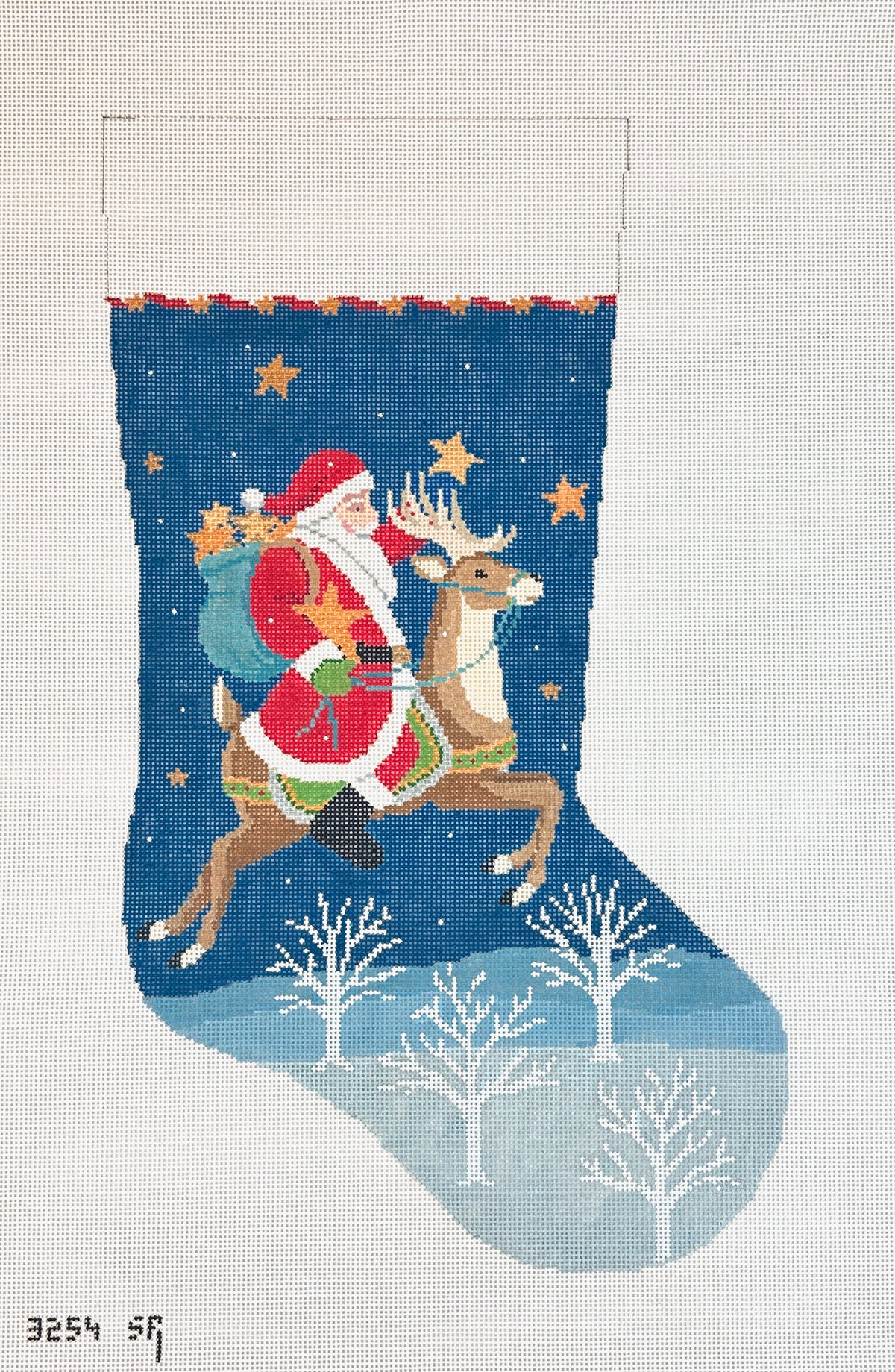 Susan Roberts Needlepoint Santa Collecting Stars Stocking Needlepoint Canvas