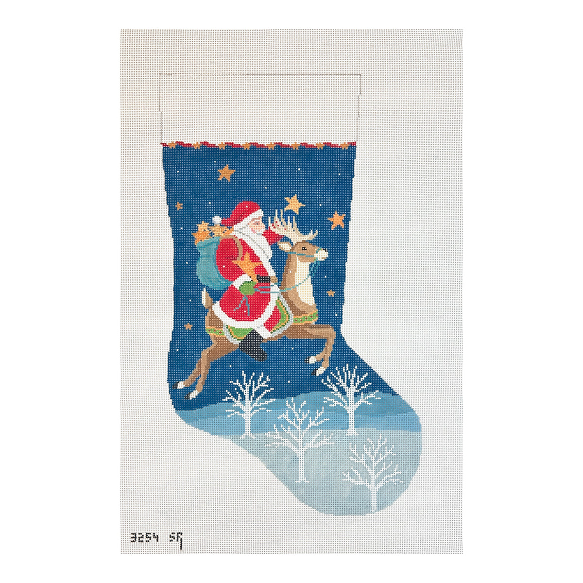 Susan Roberts Needlepoint Santa Collecting Stars Stocking Needlepoint Canvas