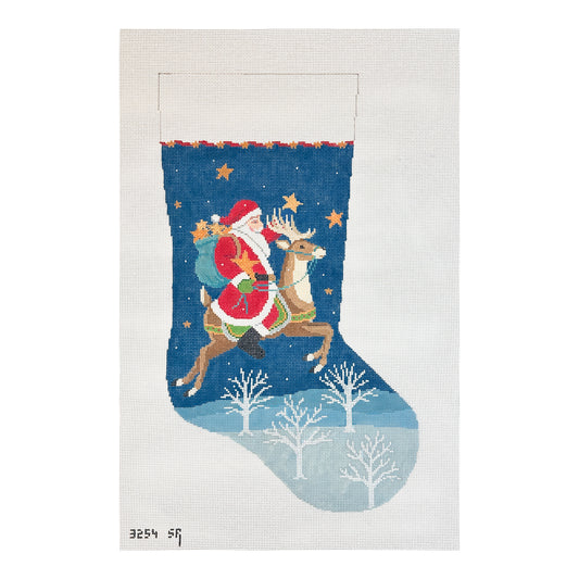 Susan Roberts Needlepoint Santa Collecting Stars Stocking Needlepoint Canvas