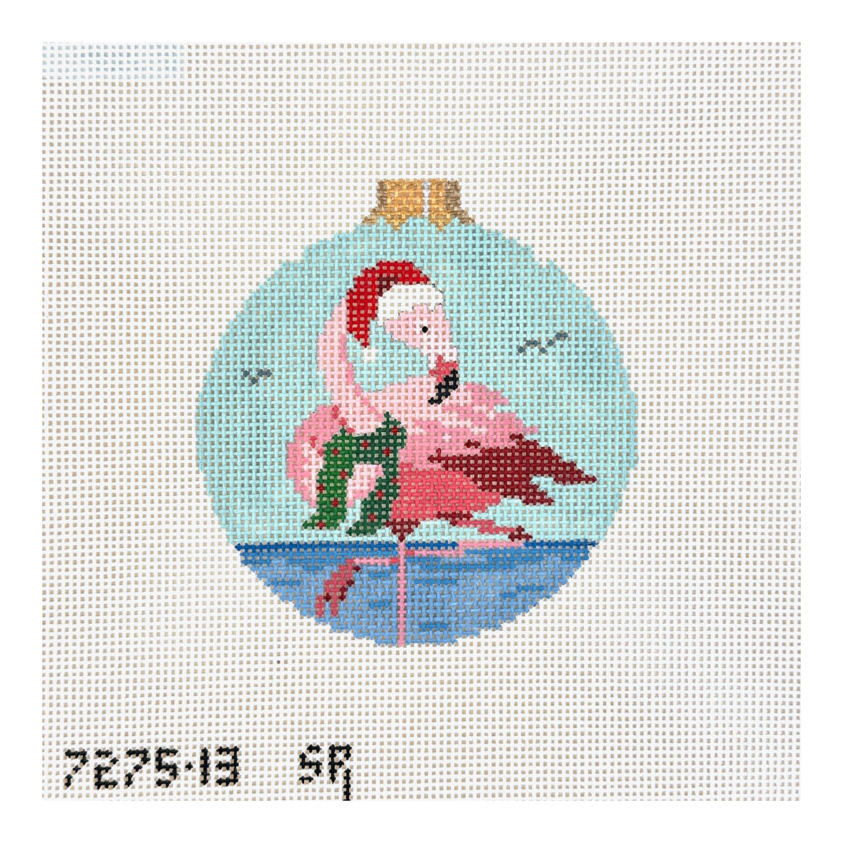Susan Roberts Needlepoint Santa Flamingo Needlepoint Canvas - 13M