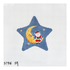 Susan Roberts Needlepoint Santa Sitting On Moon Star Needlepoint Canvas