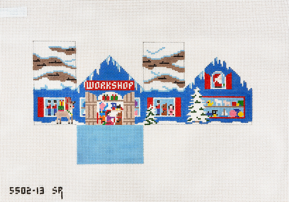 Susan Roberts Needlepoint Santa's Workshop 3D Mini House Needlepoint Canvas - 13M