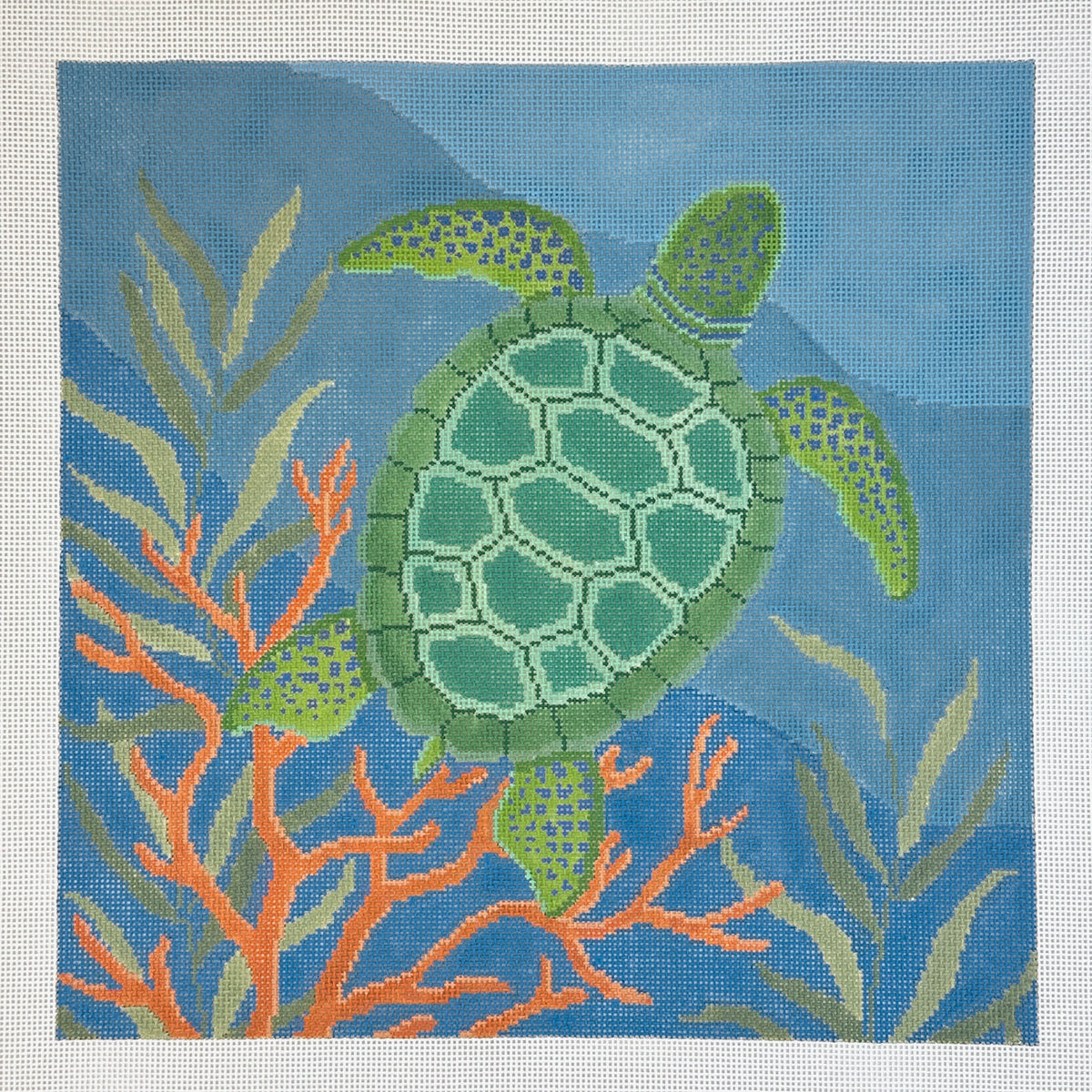 Susan Roberts Needlepoint Seaweed Coral Turtle Needlepoint Canvas - 13M