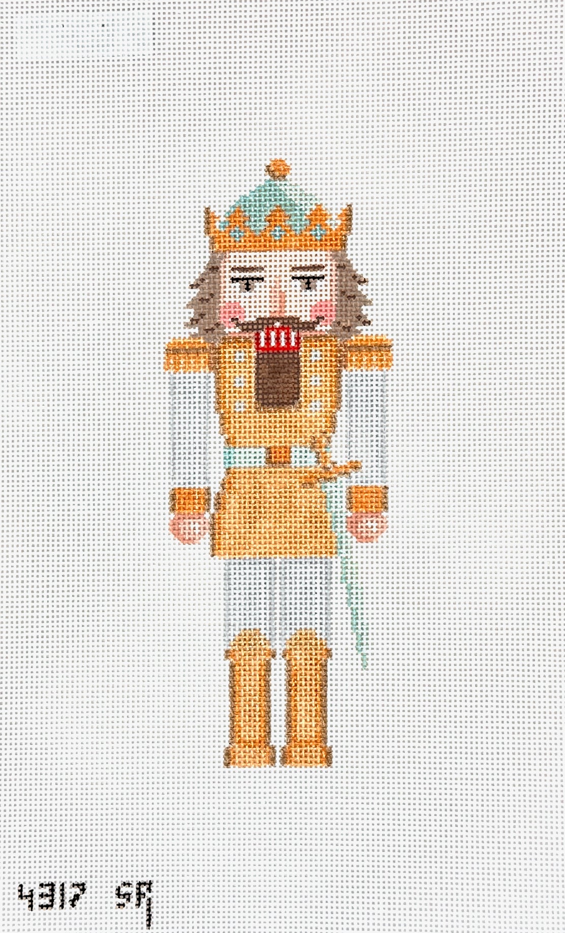 Susan Roberts Needlepoint  Silver and Gold King Nutcracker Needlepoint Canvas