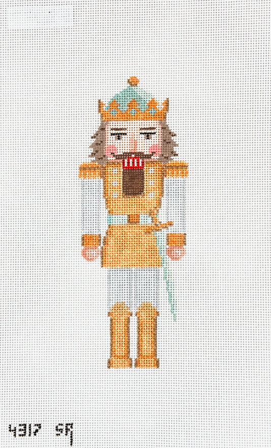 Susan Roberts Needlepoint  Silver and Gold King Nutcracker Needlepoint Canvas