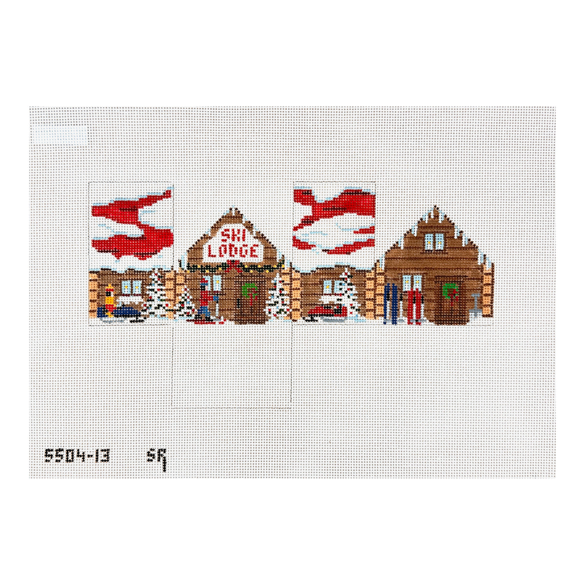 Susan Roberts Needlepoint Ski Lodge 3D Mini House Needlepoint Canvas - 13M