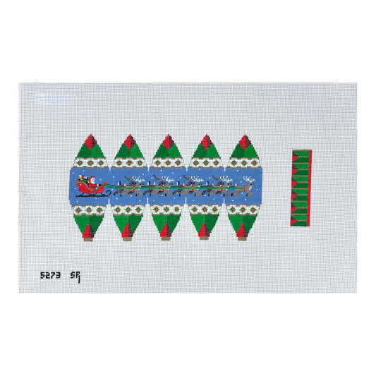 Susan Roberts Needlepoint Sleigh and Reindeer Hot Air Balloon 3D Needlepoint Canvas