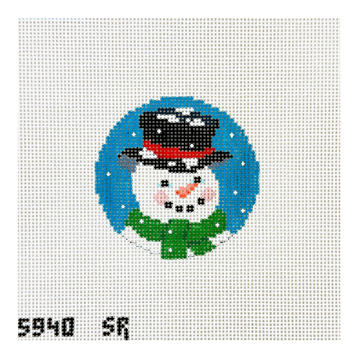 Susan Roberts Needlepoint Snowman Face with Green Scarf Needlepoint Canvas