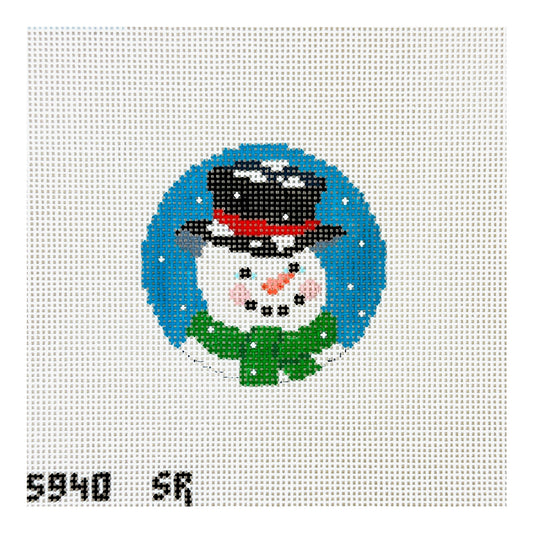 Susan Roberts Needlepoint Snowman Face with Green Scarf Needlepoint Canvas