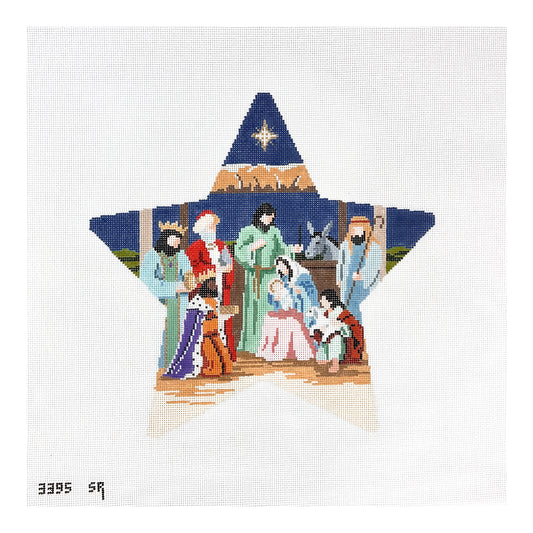 Susan Roberts Needlepoint Star Nativity Tree Topper Needlepoint Canvas